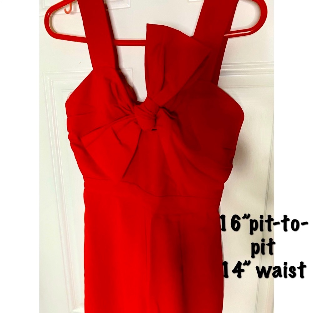 COPY ❤️ Red Bow Jumpsuit /Vici, Size Small, Holiday Cocktail 🍸 Party, NWT - Picture 13 of 16